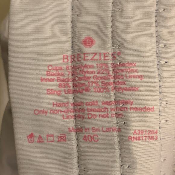 Breezies Floral Leaf Overlay Contour Wirefree Bra Cloudless Blue Sz 40C A391264 - Picture 10 of 13